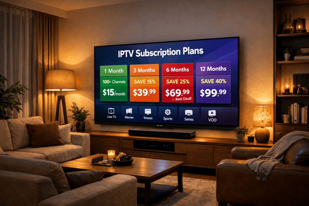 IPTV subscription plans comparison chart with features and pricing