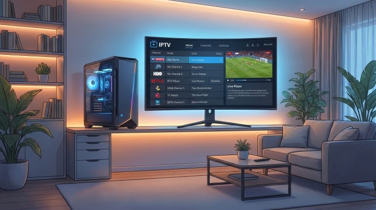 Best IPTV player for Windows showing interface on PC screen